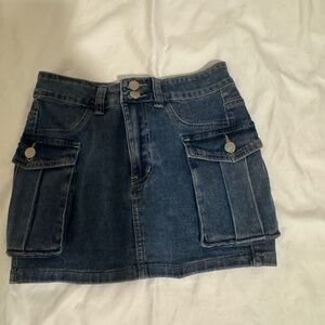 Denim Mini Skirt with Pockets